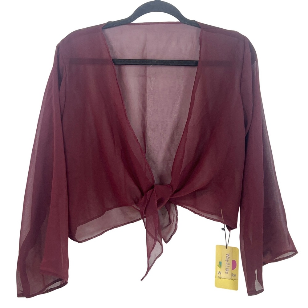 NWT Way 2 Like Purple Sheer Cropped Kimono Boho Cottage Beach Whimsigoth